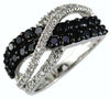 1.50CT WHITE & BLACK DIAMOND 14KT WHITE GOLD MULTI ROW INFINITY CRISS CROSS RING