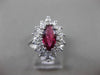 ESTATE LARGE 2.16CT DIAMOND & AAA RUBY 18KT WHITE GOLD ELONGATED ENGAGEMENT RING