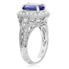 ESTATE WIDE 3.18CT DIAMOND & AAA TANZANITE 18KT WHITE GOLD HALO ENGAGEMENT RING