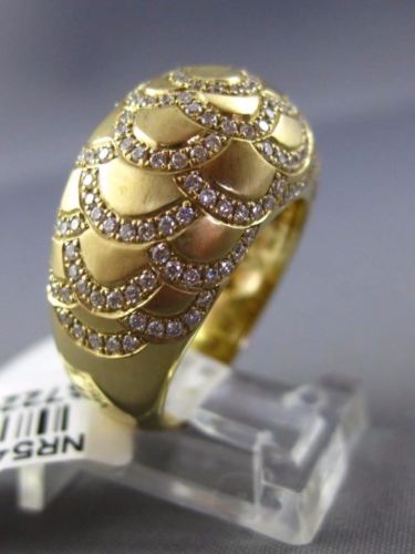 ESTATE LARGE 1.13CT DIAMOND 14KT YELLOW GOLD 3D FLOWER DOME SHAPE MATTE FUN RING