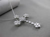 ESTATE LARGE 1CT DIAMOND 14KT WHITE GOLD FLORAL SNOWFLAKE CROSS FLOATING PENDANT