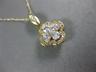 ESTATE .50CT DIAMOND 14K YELLOW GOLD 3D FOUR LEAF CLOVER FLOWER FLOATING PENDANT