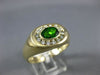 ESTATE 1.25CT DIAMOND & AAA GREEN GARNET 14KT YELLOW GOLD OVAL CLASSIC MENS RING