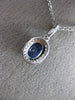 ESTATE 1.21CT DIAMOND & AAA SAPPHIRE 14KT WHITE GOLD OVAL HALO FLOATING PENDANT