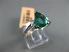 ESTATE 1.48CT DIAMOND & AAA EMERALD 14KT WHITE GOLD 3D 3 STONE ENGAGEMENT RING