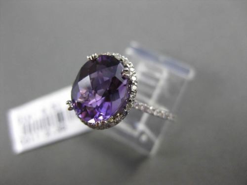 ESTATE 2.81CT DIAMOND & AAA AMETHYST 14K WHITE GOLD 3D OVAL HALO ENGAGEMENT RING