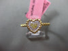 ESTATE .13CT WHITE & YELLOW DIAMOND 18K TWO TONE GOLD ROPE HEART SHAPE LOVE RING