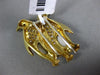 ANTIQUE LARGE .34CT DIAMOND & AAA RUBIES 18KT YELLOW GOLD 3D PENGUIN BROOCH PIN