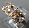 ESTATE WIDE 2.51CT DIAMOND & AAA MORGANITE 14KT ROSE GOLD 3D 3 STONE FUN RING