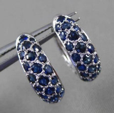 ESTATE 2.0CT AAA EXTRA FACET SAPPHIRE 14KT WHITE GOLD 3D CLASSIC HUGGIE EARRINGS