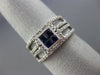 ESTATE 1.03CT ROUND & PRINCESS DIAMOND & AAA SAPPHIRE 14K WHITE GOLD SQUARE RING