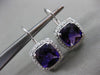 ESTATE LARGE 4.36CT DIAMOND & AMETHYST 14KT WHITE GOLD SQUARE HANGING EARRINGS