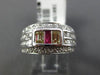 WIDE 1.52CT WHITE FANCY YELLOW DIAMOND & RUBY 14KT WHITE GOLD MENS PINKIE RING