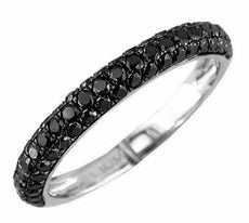.82CT BLACK DIAMOND 14KT WHITE GOLD 3D 3 ROW PAVE SEMI ETERNITY ANNIVERSARY RING