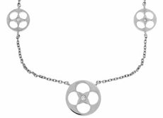 ESTATE .03CT DIAMOND 14KT WHITE GOLD 3D ETOILE FLOWER BY THE YARD FUN NECKLACE