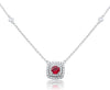 ESTATE .59CT DIAMOND & AAA RUBY 14KT WHITE GOLD SQUARE HALO BY THE YARD NECKLACE