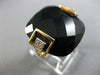 ESTATE LARGE 18.14CT DIAMOND & AAA EXTRA FACET ONYX 14KT YELLOW GOLD SQUARE RING