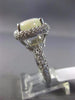ESTATE LARGE 4.14CT DIAMOND & AAA OPAL 14K WHITE GOLD 3D SQUARE DOUBLE HALO RING