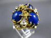 ANTIQUE EXTRA LARGE .36CT DIAMOND & AAA LAPIS 14K YELLOW GOLD 3D NUGGET FUN RING