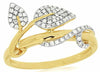 ESTATE .22CT DIAMOND 14KT TWO TONE GOLD 3D LEAF LOVE KNOT FRIENDSHIP FUN RING