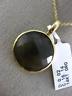 ESTATE LARGE 16.16CT DIAMOND & AAA SMOKY TOPAZ 14K YELLOW GOLD FLOATING PENDANT