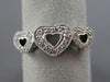 ESTATE .20CT ROUND DIAMOND 14KT WHITE GOLD 3D MILGRAIN THREE HEART LOVE RING