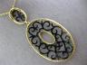 ESTATE LARGE .60CT DIAMOND 18K YELLOW & BLACK GOLD 3D OVAL OPEN FILIGREE PENDANT
