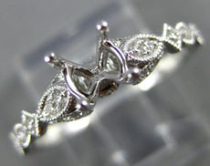 ESTATE .14CT DIAMOND 14KT WHITE GOLD 3D FLOWER LEAF SEMI MOUNT ENGAGEMENT RING