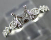 ESTATE .14CT DIAMOND 14KT WHITE GOLD 3D FLOWER LEAF SEMI MOUNT ENGAGEMENT RING