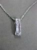 ESTATE .20CT BAGUTTE & ROUND DIAMOND 14K WHITE GOLD RECTANGULAR FLOATING PENDANT