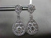 ESTATE 1.74CT DIAMOND 18K WHITE GOLD 3D PEAR SHAPE CLUSTER HALO HANGING EARRINGS