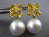 LARGE 5.36CT DIAMOND & SOUTH SEA PEARL YELLOW SAPPHIRE 18KT YELLOW GOLD EARRINGS