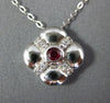 ESTATE .18CT DIAMOND & AAA RUBY 14KT WHITE GOLD 3D FLOWER SQUARE FUN PENDANT
