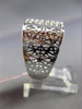 ESTATE WIDE .72CT DIAMOND 14K WHITE GOLD 3D RECTANGULAR 3 ROW OPEN FILIGREE RING