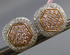 ESTATE 1.71CT WHITE & PINK DIAMOND 18K WHITE ROSE GOLD HEXAGON CLIP ON EARRINGS