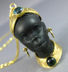 ANTIQUE LARGE TOURMALINE 18KT YELLOW GOLD GIOIELLERIA BLACKAMOOR PENDANT #26608