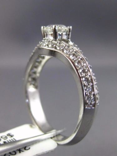 ESTATE 1.0CT DIAMOND 14KT WHITE GOLD 3D SOLITAIRE SEMI ETERNITY ENGAGEMENT RING
