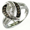 .38CT WHITE & CHOCOLATE FANCY DIAMOND 14KT WHITE GOLD PEAR SHAPE LOVE KNOT RING