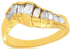 ESTATE 1.0CT BAGUETTE DIAMOND 14KT YELLOW GOLD 3D SWIRL CURVED ANNIVERSARY RING