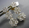 ESTATE 1.59CT DIAMOND 14K 2 TONE GOLD JOURNEY FLOWER SCREW BACK HANGING EARRINGS