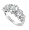 ESTATE 1.10CT DIAMOND 18KT WHITE GOLD 3D CLASSIC MULTI FLOWER JOURNEY HALO RING