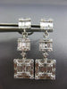 ESTATE LARGE 1.73CT DIAMOND 18KT WHITE GOLD 3D INVISIBLE STUD HANGING EARRINGS