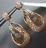 ESTATE LARGE 1.50CT DIAMOND 14K TRI COLOR GOLD 3D FILIGREE DROP HANGING EARRINGS