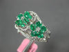 ESTATE LARGE 2.01CT DIAMOND & AAA EMERALD 18K WHITE GOLD DOUBLE FLOWER LOVE RING