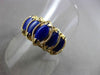 ANTIQUE AAA MARQUISE LAPIS 14KT YELLOW GOLD GRADUATING ROPE PYRAMID RING #23976