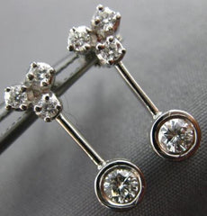 ANTIQUE .64CT DIAMOND 18KT WHITE GOLD CLASSIC SOLITAIRE HANGING EARRINGS #11366