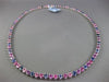 ESTATE 32.9CT AAA PINK & BLUE SAPPHIRE 14K WHITE GOLD 3D 3 PRONG TENNIS NECKLACE