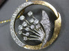 ANTIQUE LARGE 2.5CT OLD MINE CUT DIAMOND 14K TWO TONE GOLD FLOWER PENDANT #2490