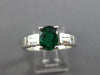 ESTATE WIDE 1.67CT DIAMOND & EMERALD 14KT WHITE GOLD 3D ENGAGEMENT RING #17814