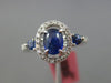 ANTIQUE WIDE 1.24CT DIAMOND & AAA SAPPHIRE 18KT WHITE GOLD OVAL ENGAGEMENT RING